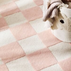 Peach Glow Checkmate Rug