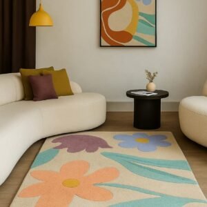 Floral Bloom Rug or Abstract Garden Rug