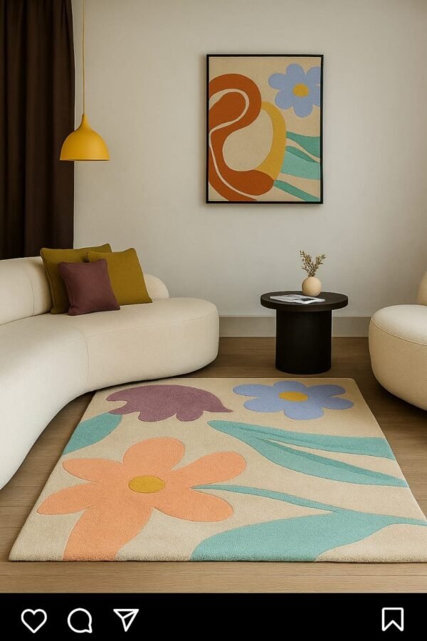 Floral Bloom Rug or Abstract Garden Rug