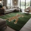 Luxury Green Panther Rug – Bold Animal Design for Modern Living Spaces - Image 4