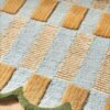 Handwoven Checkered Area Rug - Green and Beige - Image 3