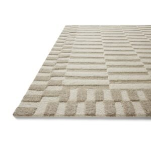 Elegant Beige Textured Geometric Rug