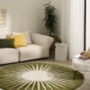 Sunburst Pattern Green Round Area Rug - Image 2