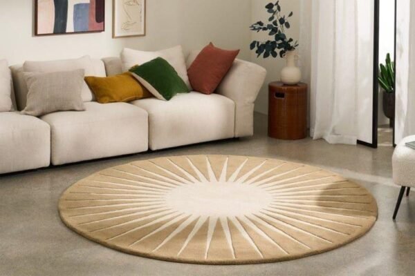 Sunburst Pattern Round Area Rug