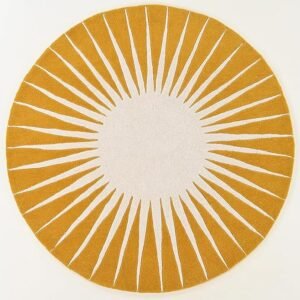 Sunburst Round Woolen Area Rug