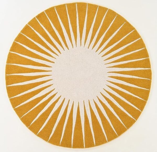 Sunburst Round Woolen Area Rug