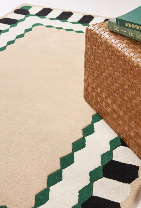 Geometric Pastel Border Area Rug