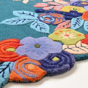 Vibrant Floral Handcrafted Woolen Rug