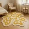 Artistic Abstract Yellow Waves Rug - Image 2
