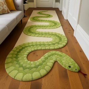 Snake-Inspired Green Rug