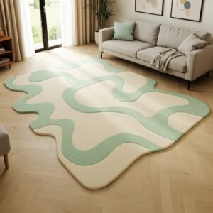 WaveBloom Mint Drift Rug
