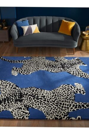 Turquoise Leopard Runner Rug