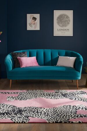 Turquoise Leopard Runner Rug