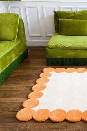 Scalloped Elegance Cream & Orange Rug