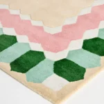 Beige Hexagon Frame Rug