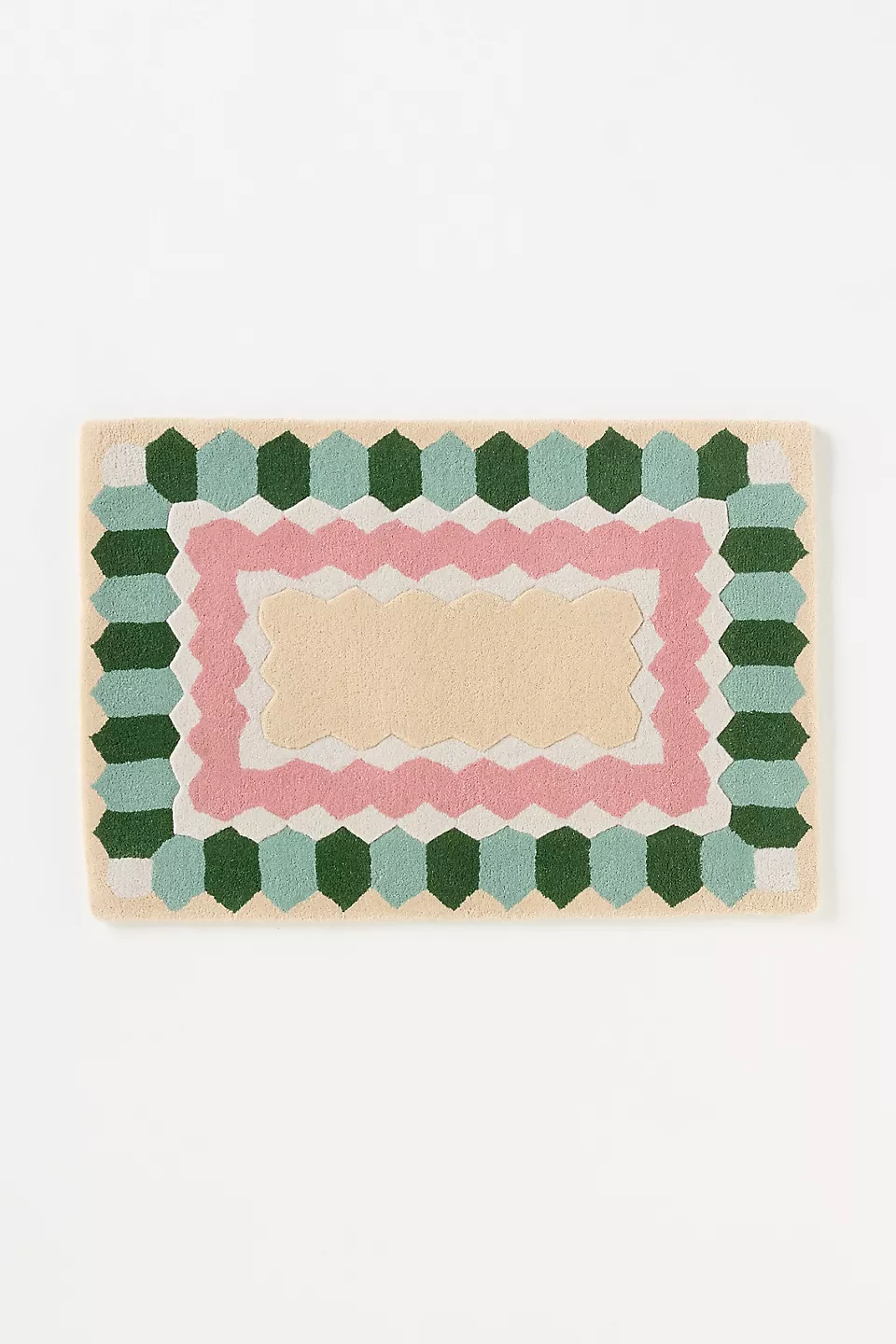 Beige Hexagon Frame Rug - Image 2