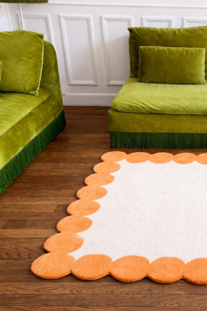Scalloped Elegance Cream & Orange Rug
