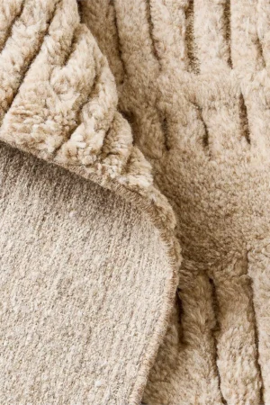 Hand-Tufted Ribbed Wool Rug: Modern Taupe High-Low Textured Neutral Area Rug