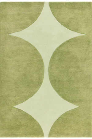 Green Hand-Tufted Wool Rug: Abstract Moss Design, Custom Size