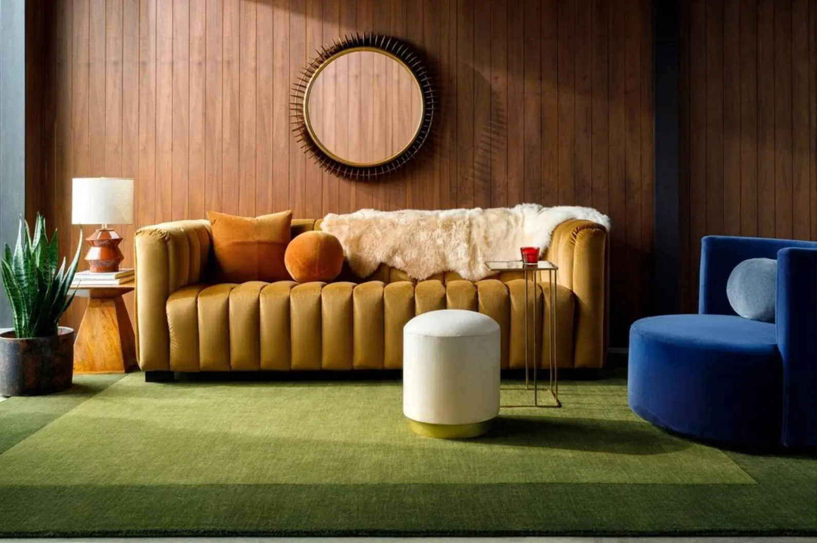 Hand-Tufted Bordered Wool Rug: Modern Olive & Forest Green Two-Tone Area Carpet